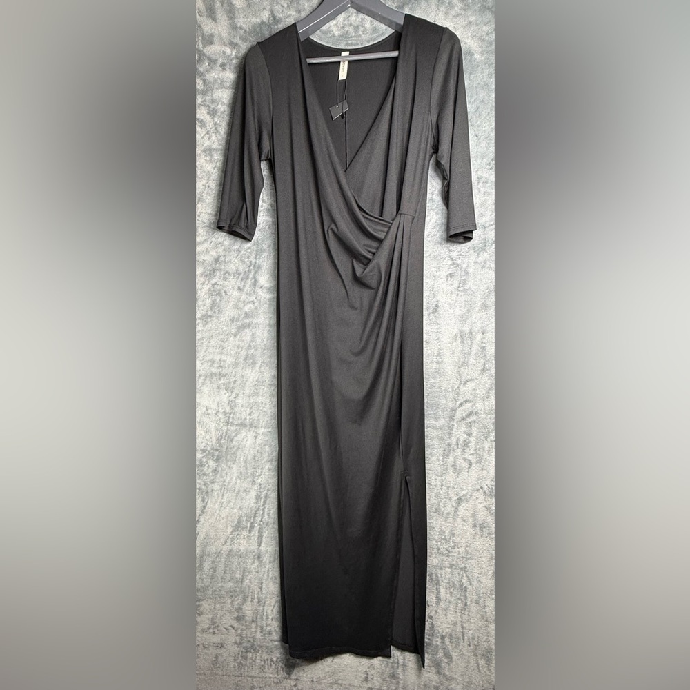 🆕24Seven Black Maxi Faux Wrap-Style Dress